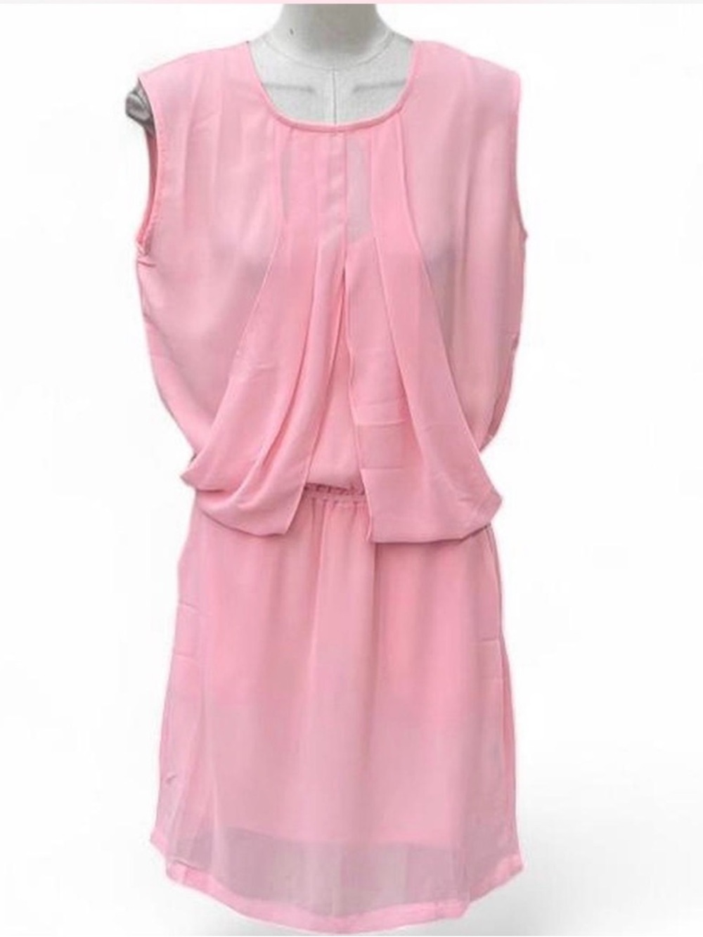 NWT Soft Pink Chiffon Dress Sleeveless Flowy Elastic Waist